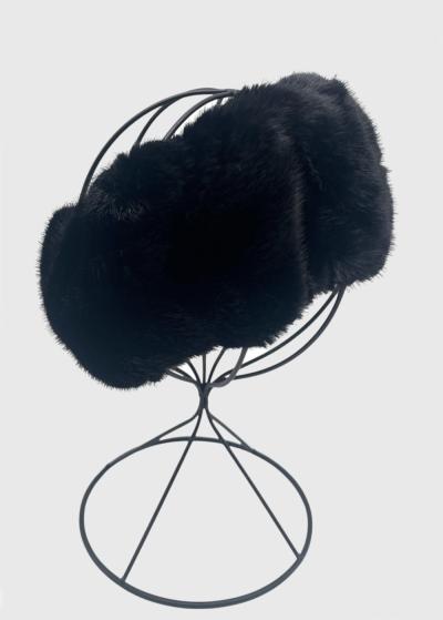 Kate black faux fur headband  - back