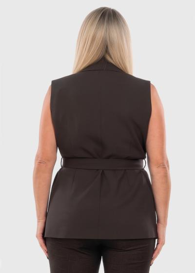 Lucy Plus Size brown vest with belt - back
