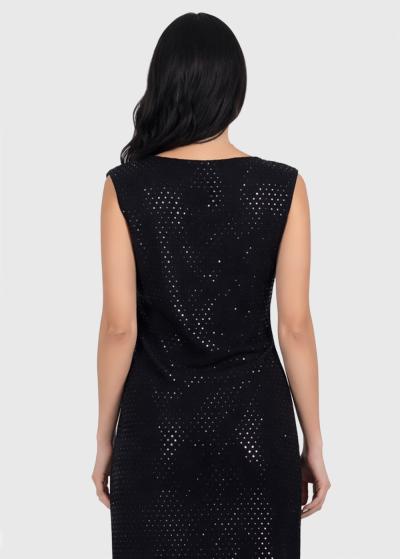 Maddie black evening dress with rhinestones - back