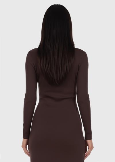 Michelle brown long sleeve evening dress - back