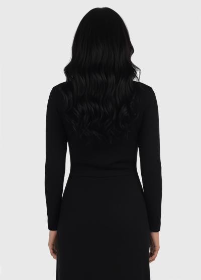 Michelle black long sleeve evening dress - back
