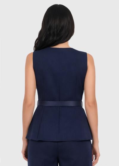 Shell dark blue vest with belt - back