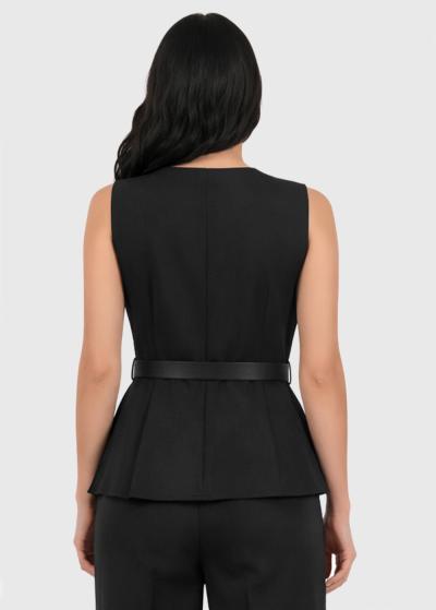 Shell black vest with belt - back