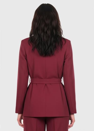 Ray dark red blazer with belt - back