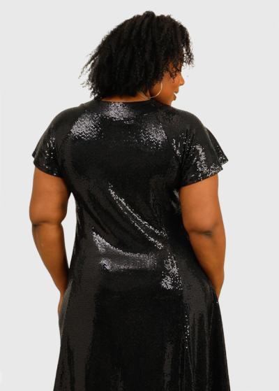 Tasha Plus Size black short evening dress - back