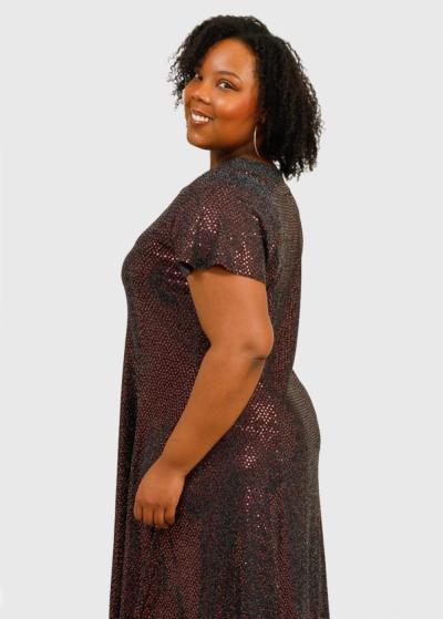 Tasha Plus Size bordo short evening dress - back