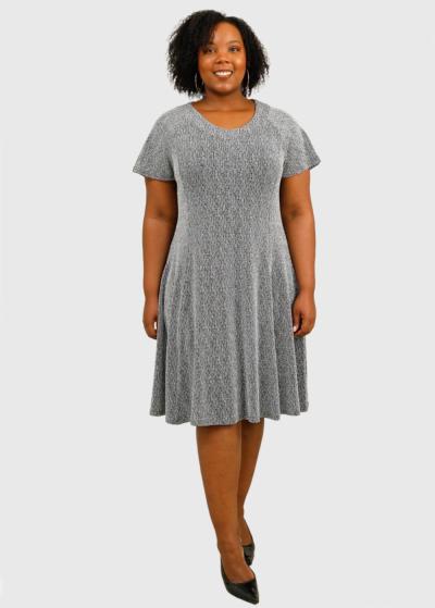 Tasha Plus Size silver short evening dress - back