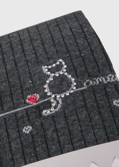 Belita dark grey tights with print - back