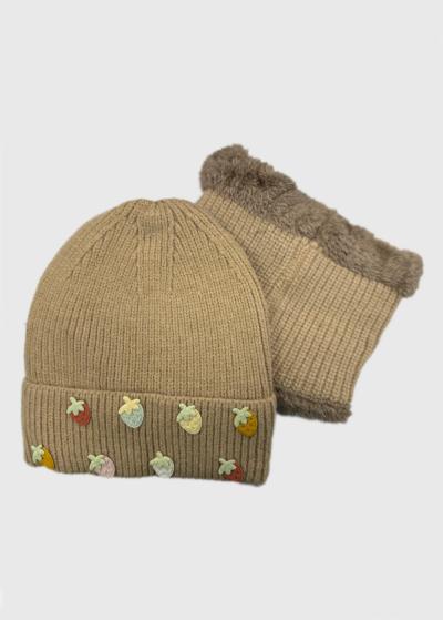 Hadley dark beige infinity scarf and hat - back