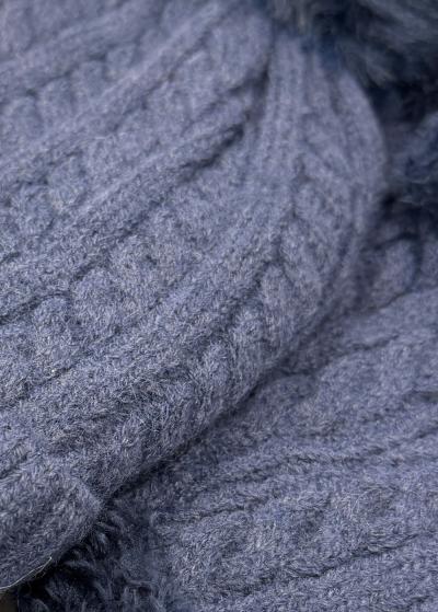 Heidi dark blue braided knit scarf and hat - back