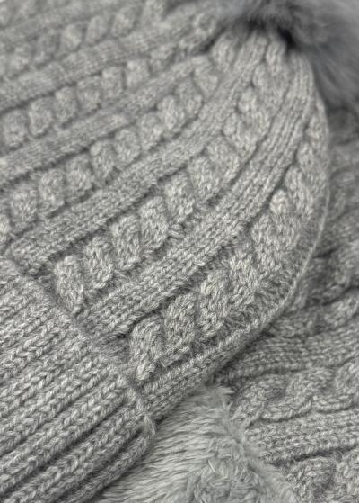 Heidi grey braided knit scarf and hat - back