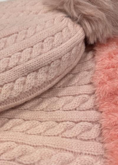 Heidi pink braided knit scarf and hat - back