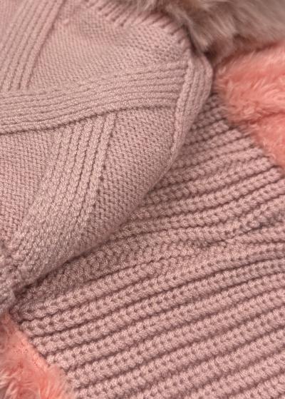 Evie pink scarf and pom pom hat - back