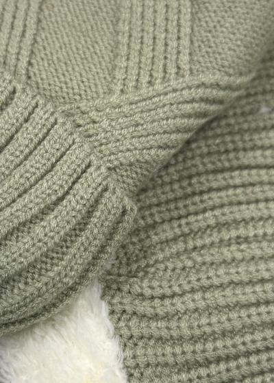 Evie green scarf and pom pom hat - back