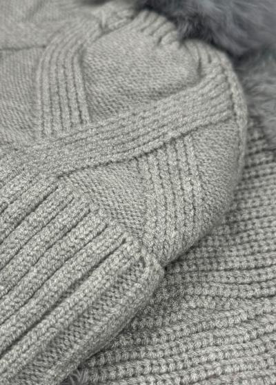 Evie grey scarf and pom pom hat - back