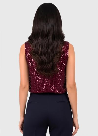 Jocelyn bordo top with sequins - back