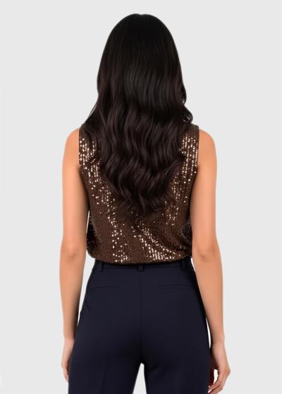 Jocelyn brown top with sequins - back