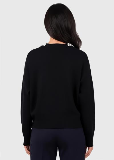Adelaide black sweater with pearls - back