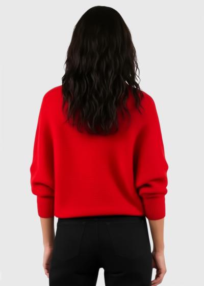 Zeliha red buttoned sweater - back