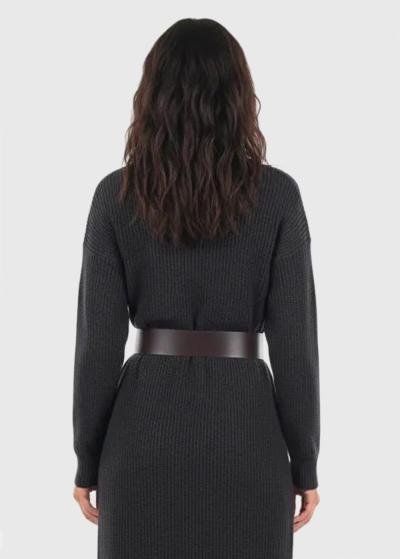 Casey black sweater dress with belt - back