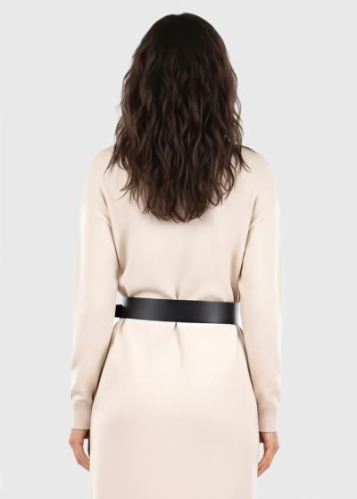 Casey light beige sweater dress with belt - back