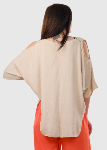 Sonia bēša blūze oversize stilā - back