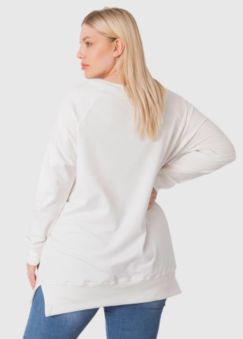 Gelsomina Plus Size white tunic with sign - back