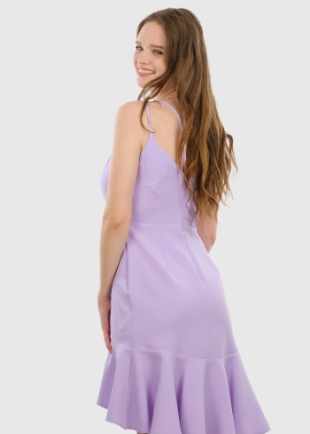 Ylenia light purple short evening dress with a dipped hem - back