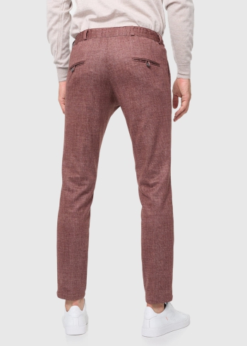 Elio Slim Fit brūnas vīriešu bikses ar aukliņas aizdari - back