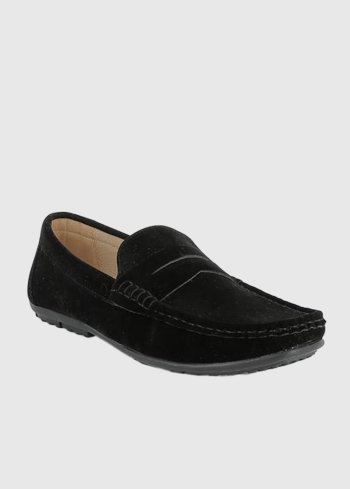 Lotario black moccasins with flat sole - back