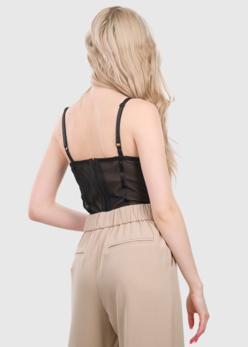 Marietta melns tops ar šaurām lencītēm - back