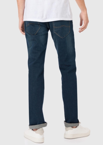Slim Fit dark blue mens jeans with pockets - back