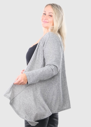 Noemi Plus Size grey cardigan with asymmetric hem - back
