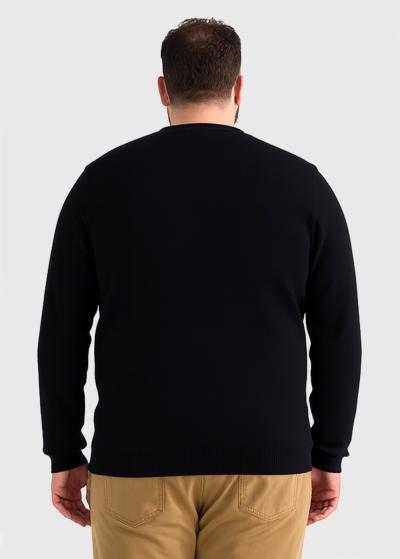 Ettore Plus Size черный джемпер с круглым вырезом - back