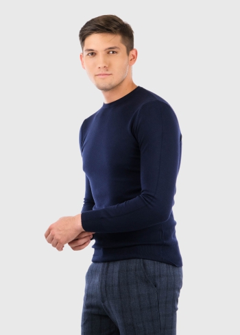 Gianni dark blue men's sweater with round neck - back