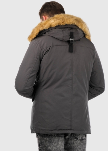 Genesio dark grey men's parka with hood - back