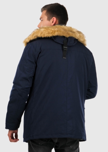 Genesio dark blue men's parka with hood - back