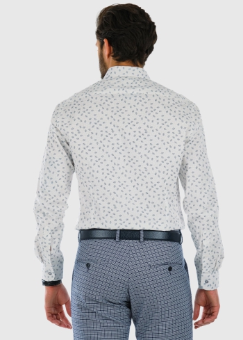 Slim Fit белая мужская рубашка с принтом - back