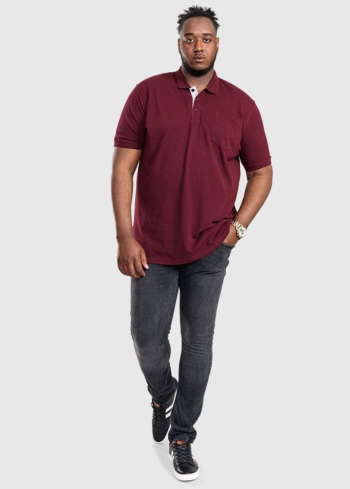 Rocco Lielo izmēru bordo vīriešu polo t-krekls ar kabatām - back