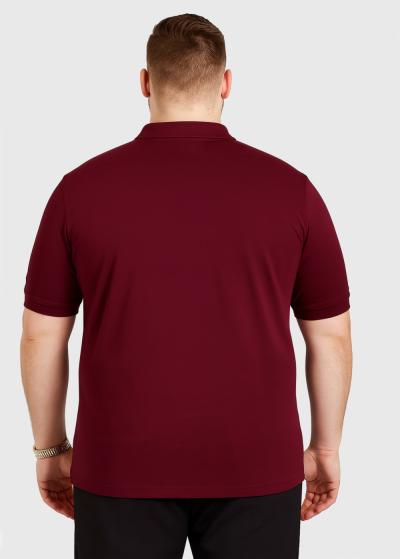 Rocco Plus Size bordo men's polo t-shirt with pocket - back