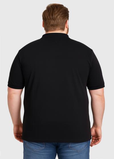Rocco Plus Size black men's Polo Shirt with pocket - back