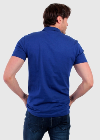 Enrico Lielo izmēru zils vīriešu polo krekls - back