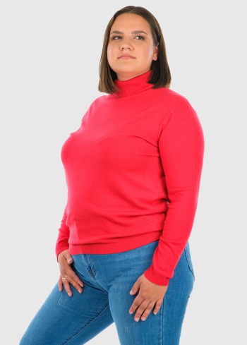 Eulalia Plus Size red women's turtleneck - back
