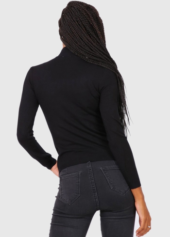 Gilberta черная женская водолазка с высоким воротом - back