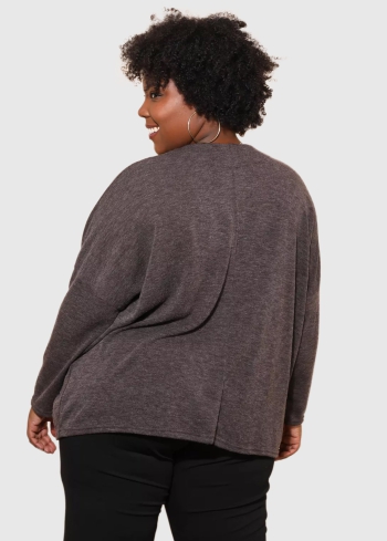 Angiola Plus Size dark grey women's sweater - back