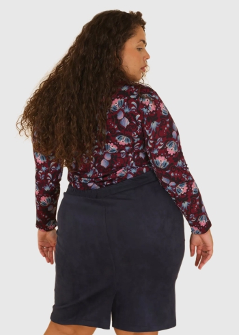 Adele Plus Size dark blue bodycon skirt - back