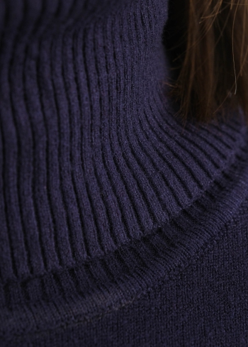 Eulalia Plus Size navy women's turtleneck - back