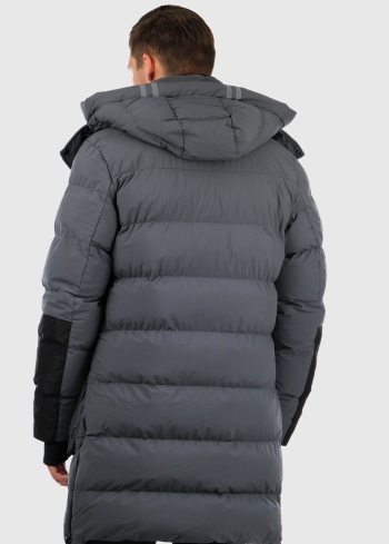 Pelēka ziemas jaka ar kabatām - back