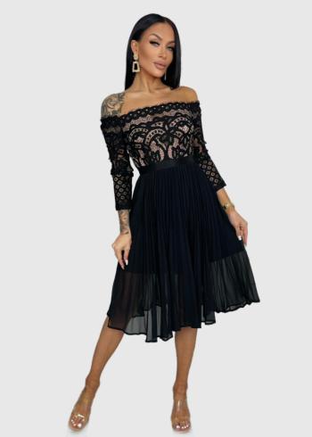 Tita black off-shoulder evening dress - back