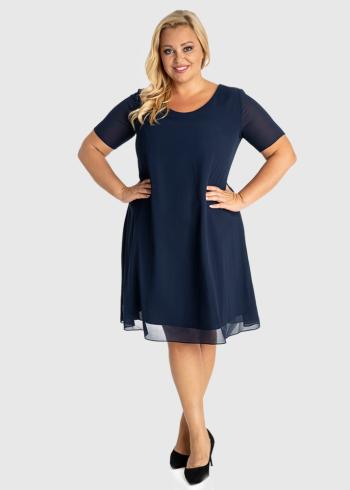 Alessandra Plus Size dark blue evening dress  - back